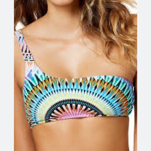 BAR III Sunburst One Shoulder Bikini Top in Multicolor Small - Picture 6 of 12